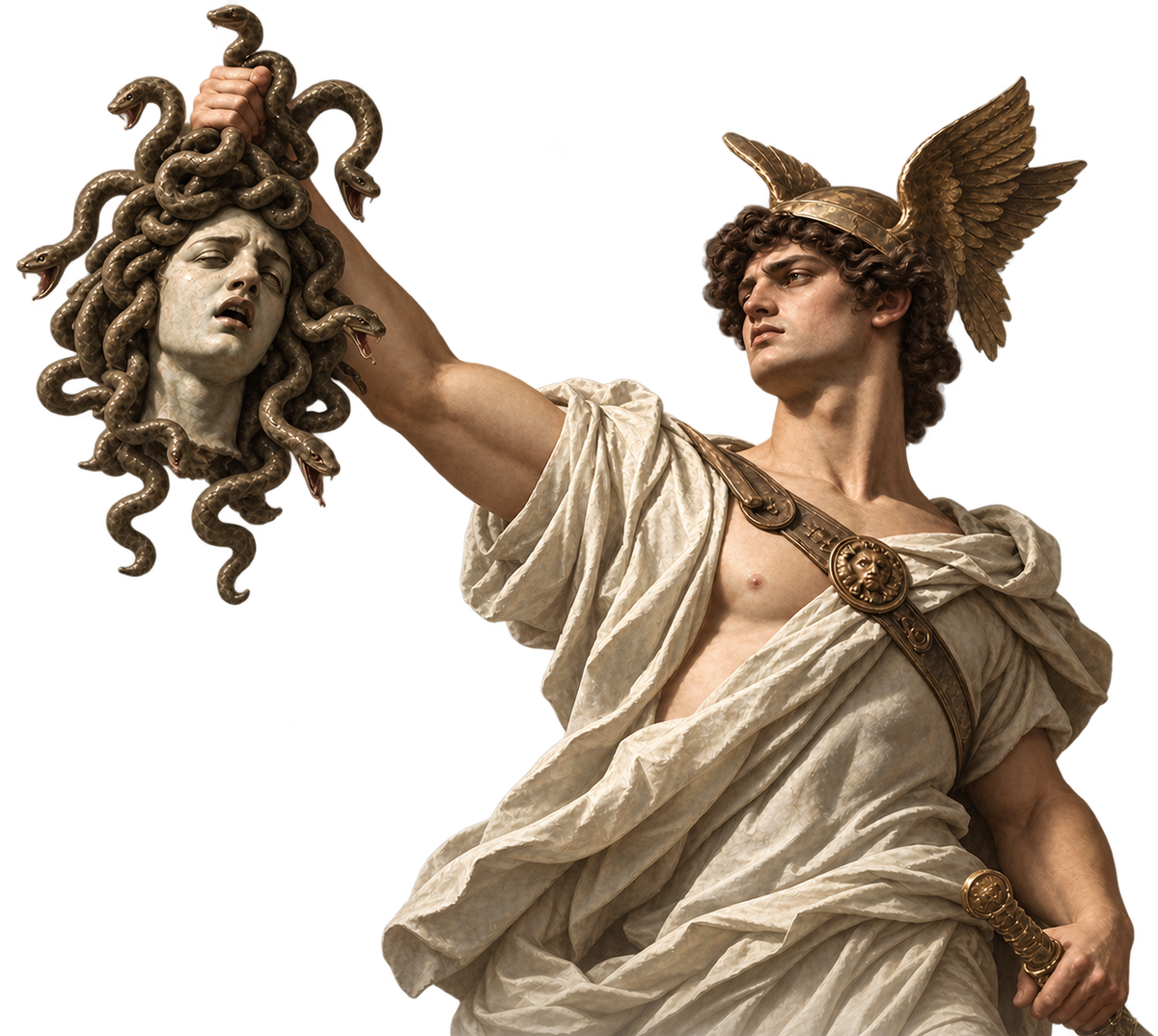 Perseus holding the head of Medusa